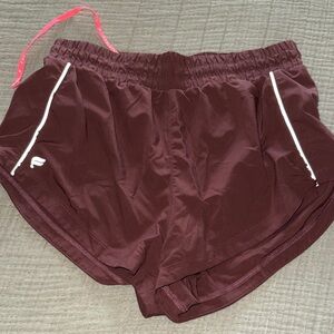 Fabletics Maroon Women's Athletic Shorts with White Trim
